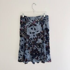Javier Simorra Burnout Blue Floral Velvet Chiffon Mini Skirt 6
